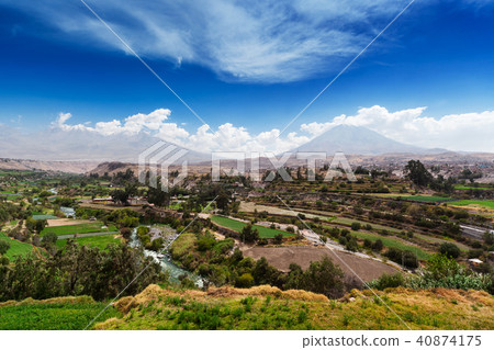 city and field at the sleeping volcano 40874175