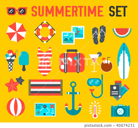 Summer icon flat illustration background design Summer icon flat illustration background design 40874231