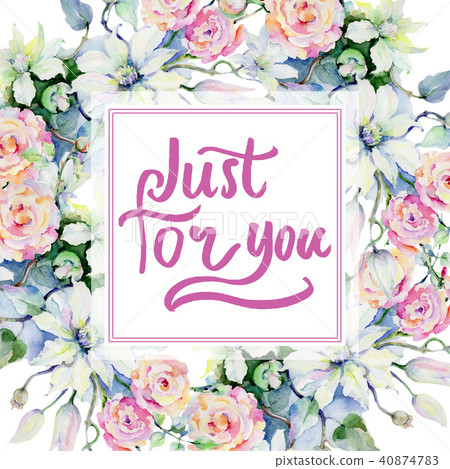 Tender bouquet flowers. Frame border ornament square. Tender bouquet flowers. Frame border ornament square. 40874783