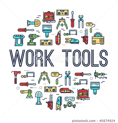 Circle of working tools icons items design 40874924