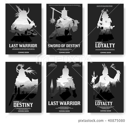 Ancient warriors vector brochure cards set. Ancient warriors vector brochure cards set. 40875080