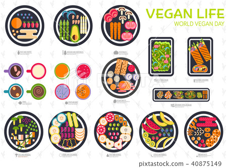 Vegan vector set. Vegetable template of flyear 40875149