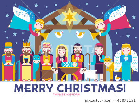 Merry Christmas icons flat set background.  40875151