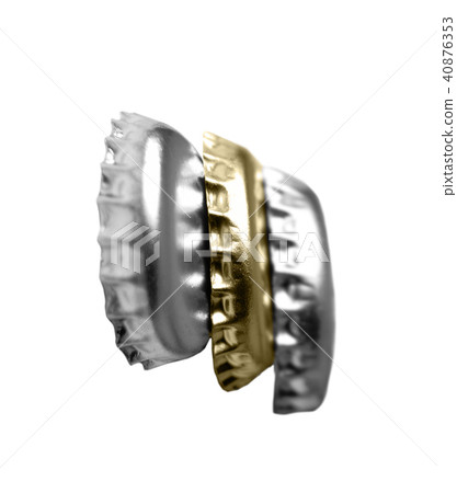 Pile of stoppers from beer on a white background. 40876353