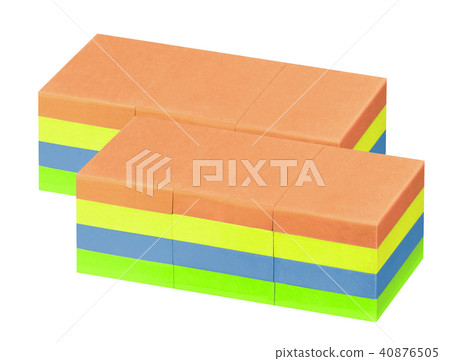 Multi-coloured stickers. On a white background. 40876505