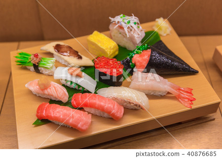 Sushi Mix Set fake of Japanese food on bamboo Sushi Mix Set fake of Japanese food on bamboo 40876685