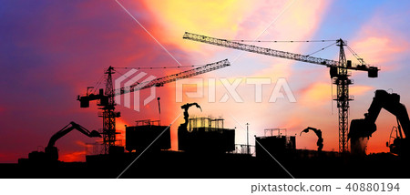 Crane and building construction site Crane and building construction site 40880194
