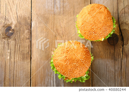 Tasty homemade burger consisting of bun 40880244