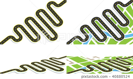 Infographics. View from above and in perspective. Set of winding roads. Maps of the city. The path Infographics. View from above and in perspective. Set of winding roads. Maps of the city. The path 40880524