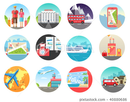 Set of travel vacation tour trip on the water 40880686