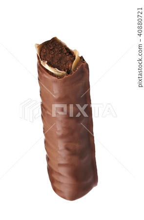 Caramel Chocolate Bar On White Background 40880721