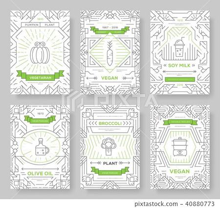 Vegan vector brochure cards set. Vegetable Vegan vector brochure cards set. Vegetable 40880773