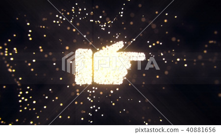 Abstract flying flickering particles turn into a hand sign. 3D rendering 40881656