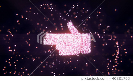 Abstract flying flickering particles turn into a hand sign. 3D rendering Abstract flying flickering particles turn into a hand sign. 3D rendering 40881763