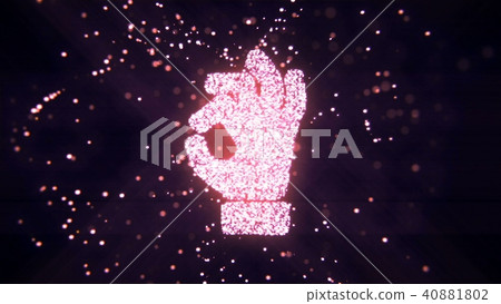 Abstract flying flickering particles turn into a hand sign. 3D rendering Abstract flying flickering particles turn into a hand sign. 3D rendering 40881802