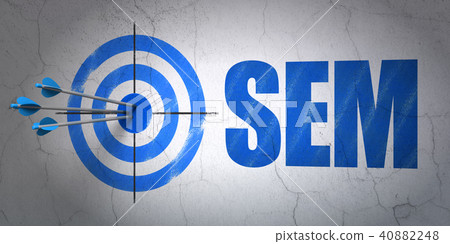 Advertising concept: target and SEM on wall background 40882248