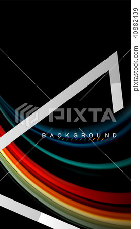 Liquid fluid colors holographic design with metallic style line shape 40882439