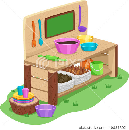 Mud Kitchen Cooking Table Illustration 40883802
