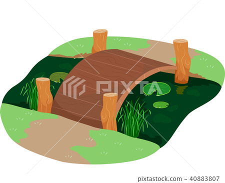 Pond Bridge Garden Illustration Pond Bridge Garden Illustration 40883807