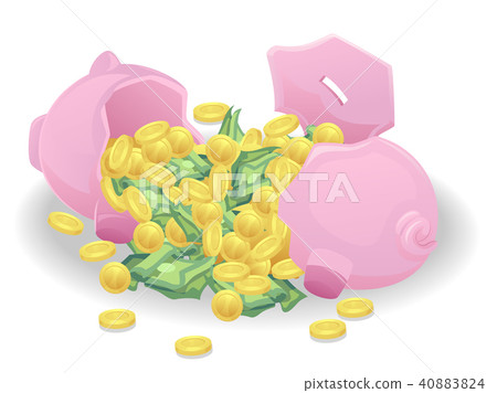Piggy Bank Broke Savings Illustration Piggy Bank Broke Savings Illustration 40883824