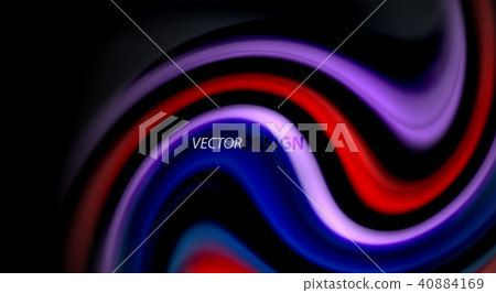 Fluid rainbow colors on black background, vector wave lines and swirls 40884169