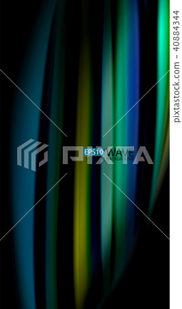 Fluid rainbow colors on black background, vector wave lines and swirls 40884344