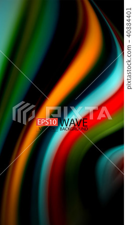 Fluid rainbow colors on black background, vector wave lines and swirls Fluid rainbow colors on black background, vector wave lines and swirls 40884401