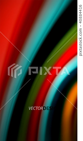 Fluid rainbow colors on black background, vector wave lines and swirls 40884416