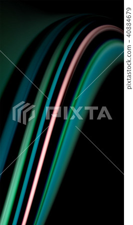 Fluid rainbow colors on black background, vector wave lines and swirls 40884679