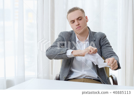 angry business man tear papers contract failure 40885113