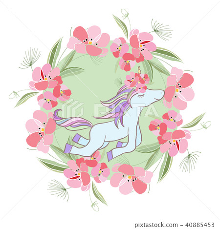 Retro style Illustration with flowers and animal Retro style Illustration with flowers and animal 40885453