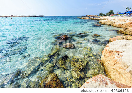 Daylight view to Nissi Beach with colorful bright Daylight view to Nissi Beach with colorful bright 40886328