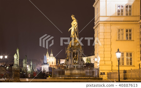 Night view of statue on the Charles Bridge,Prague Night view of statue on the Charles Bridge,Prague 40887613