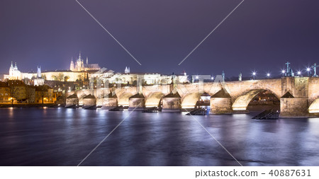 Vltava river,Charles Bridge.Prague,Czech Republic Vltava river,Charles Bridge.Prague,Czech Republic 40887631