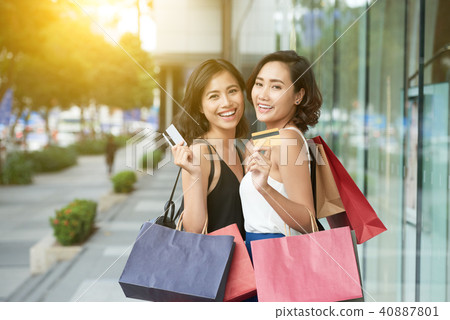 Shopping with credit cards Shopping with credit cards 40887801