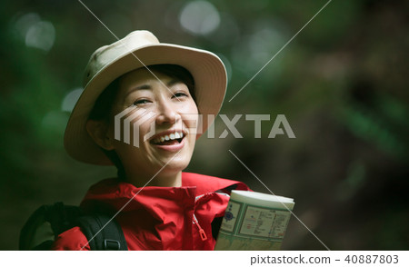 A woman walking on a mountain 40887803