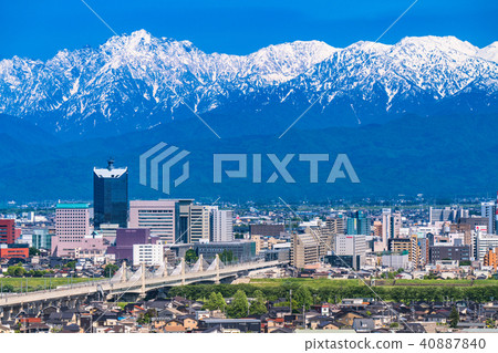 “富山縣”富山市·城市景觀“俯瞰北阿爾卑斯山” 40887840