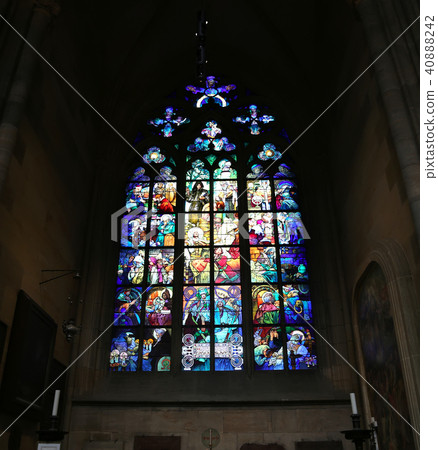 Stained Glass window in St. Vitus Cathedral,Prague 40888242