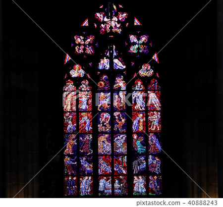Stained Glass window in St. Vitus Cathedral,Prague 40888243