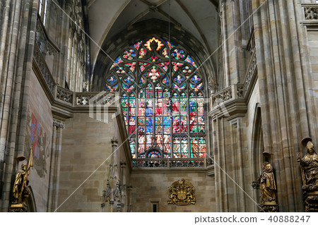 Stained Glass window in St. Vitus Cathedral,Prague 40888247