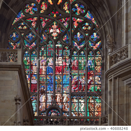 Stained Glass window in St. Vitus Cathedral,Prague 40888248