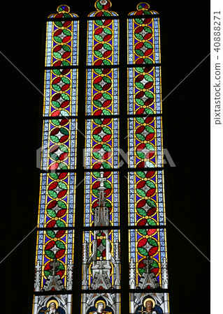 Stained Glass window in St. Vitus Cathedral,Prague 40888271