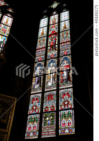 Stained Glass window in St. Vitus Cathedral,Prague 40888275