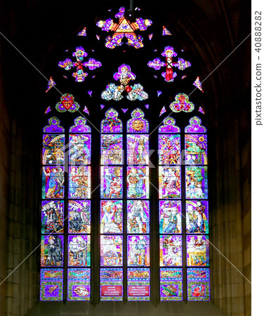 Stained Glass window in St. Vitus Cathedral,Prague 40888282