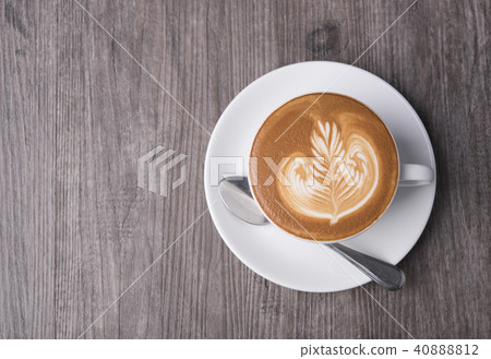latte or Cappuccino, coffee cup top view on table 40888812