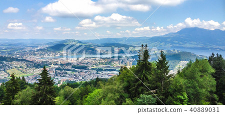 Stunning Lucerne urban scenery view from cable car Stunning Lucerne urban scenery view from cable car 40889031