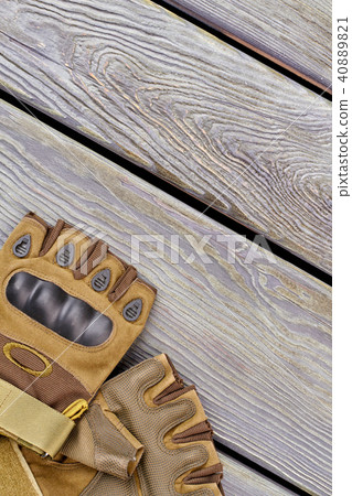 Soldier's khaki gloves. Soldier's khaki gloves. 40889821
