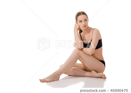 woman with perfect body in black underwear 40890470