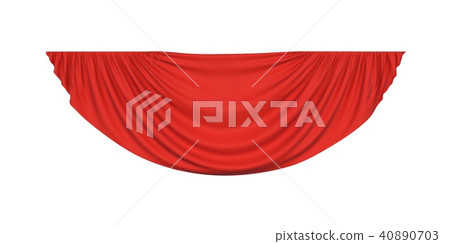 Red pelmet drapery curtain 40890703
