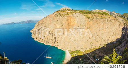 Butterfly valley sea view and boat Oludeniz,Turkey Butterfly valley sea view and boat Oludeniz,Turkey 40891526
